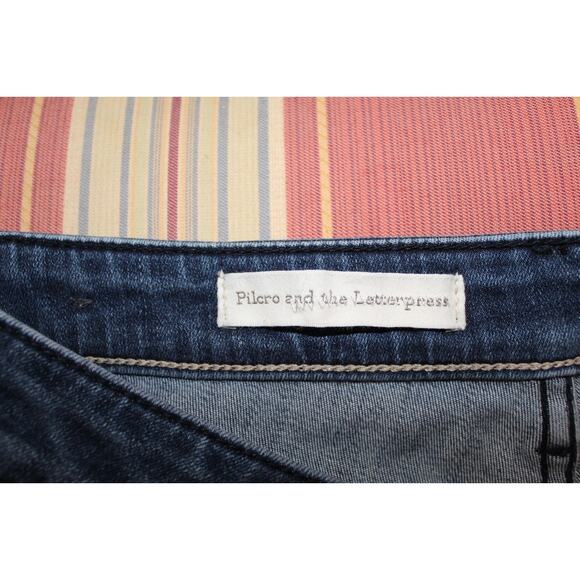 Pilcro and the Letterpress Script Jeans Blue Raw Hem Straight Leg Women’s 31P - Picture 3 of 4
